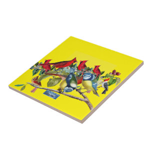Cerâmica SDCs Amarelo azulejo (Árvore de Pássaros) ©️ 2024