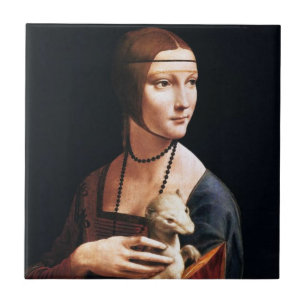 Cerâmica Senhora de Leonardo da Vinci com um azulejo do