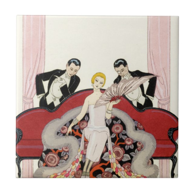 Cerâmica Senhora elegante no azulejo do art deco de Paris (Frente)