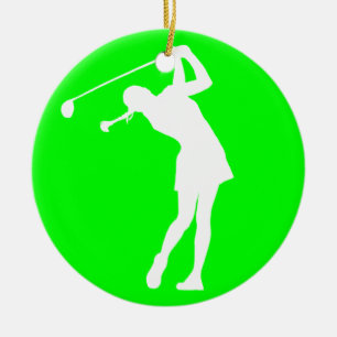 Cerâmica Senhora Jogador de golfe Silhueta Ornamento Verde