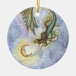 Cerâmica Sereia e Ornamento de Lua