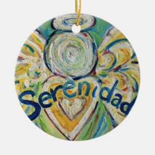 Cerâmica Serenidad Angel Word Art Ornamento de Feriados