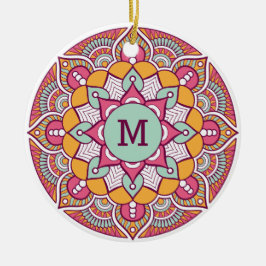 Cerâmica Seu ornamento de Boho personalizado de monograma