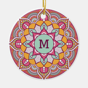 Cerâmica Seu ornamento de Boho personalizado de monograma