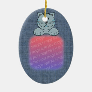 Cerâmica Seu Ornamento De Gato Azul E Fofo