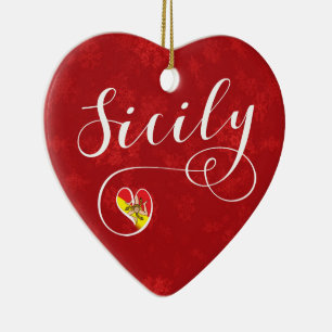 Cerâmica Sicily Heart, Ornamento de Árvore de Natal, Sicí