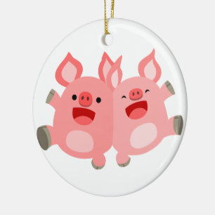 Cerâmica SIM! Ornamento de Porcos de Cartoon Bonitos