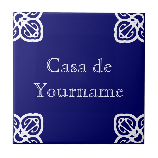 Cerâmica Símbolo de Azulejo de Nome Personalizado Casa (Frente)