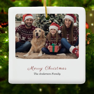 Cerâmica Simples Família Foto Feliz Ornamento de Natal