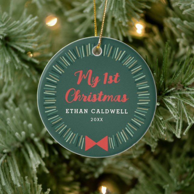 Cerâmica Simples Wreath Primeiro Ornamento de Natal - Verde (Árvore)