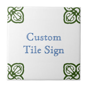 Cerâmica Sinal de Azulejo Personalizado - Azul e Verde Espa
