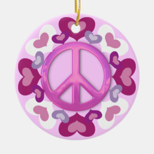 Cerâmica Sinal de paz cor-de-rosa bonito e ornamento dos