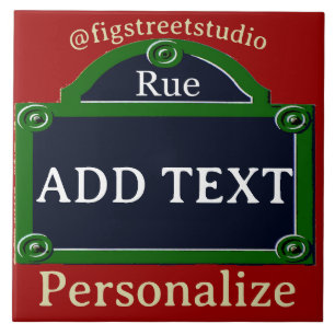 Cerâmica Sinal de rua de Paris, adicionar texto, Azulejo