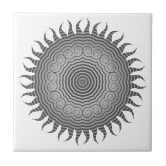 Cerâmica Sombras de Cinza Sun Mandala Azulejo cerâmico