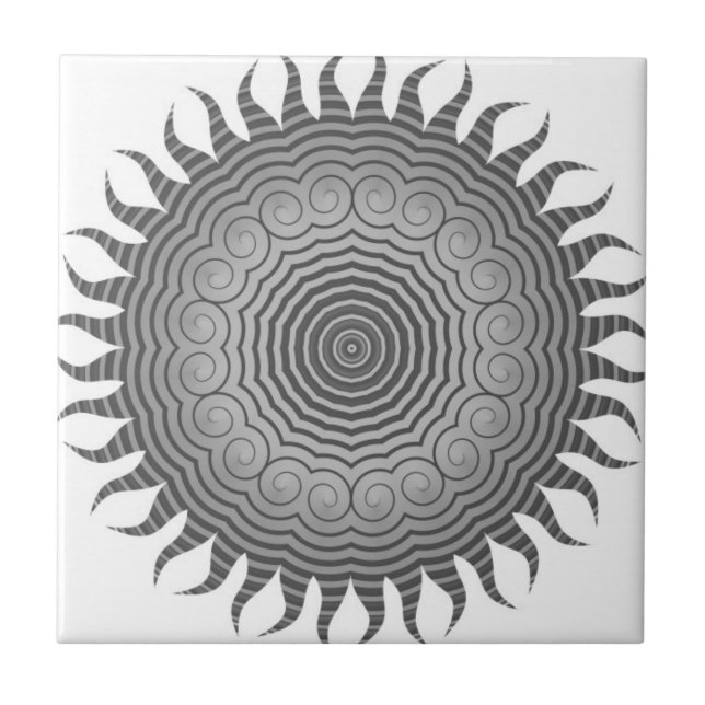 Cerâmica Sombras de Cinza Sun Mandala Azulejo cerâmico (Frente)