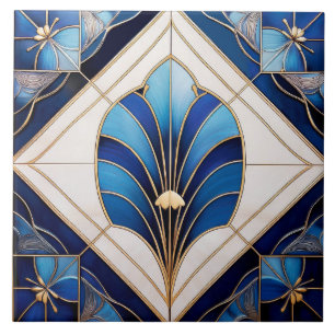 Cerâmica Sombras do Azulejo cerâmico Deco de Arte Azul.