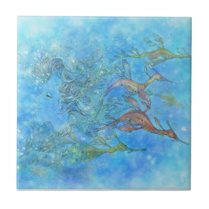 Cerâmica Sonho no azulejo das marés de água-marinha