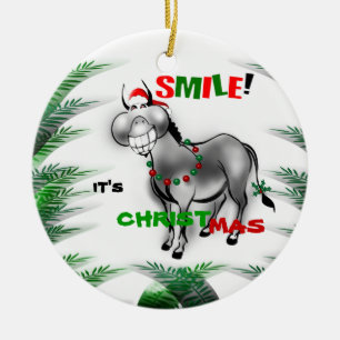 Cerâmica Sorria o seu Ornamento Engraçado de Natal