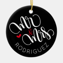Sr. & Sra. - Ornamento personalizado de casamento