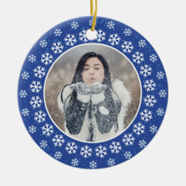 Cerâmica SUAS 2 FOTOS no floco de neve quadro o ornamento