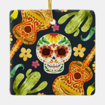 Sugar Skull e Guitars Dia de Muertos | Ornamento