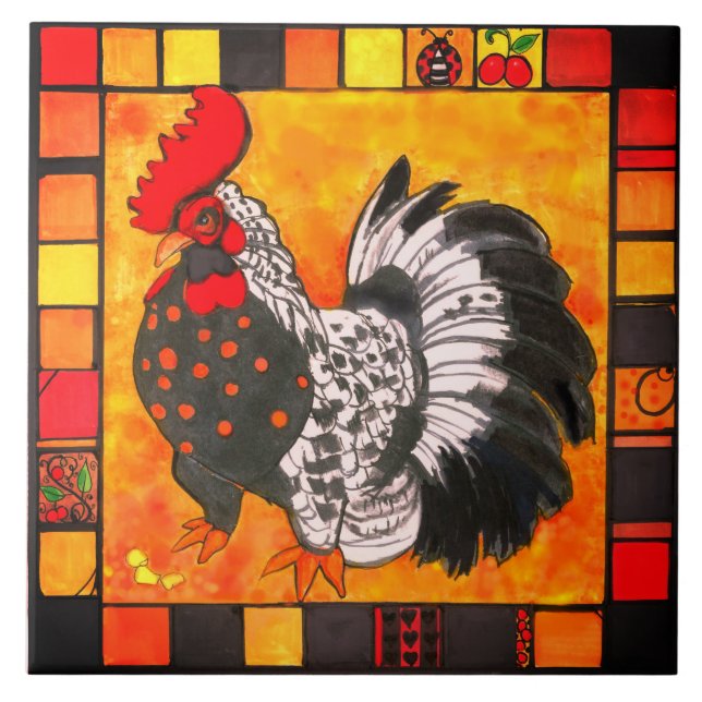Cerâmica suporte de azulejo de galo (Frente)