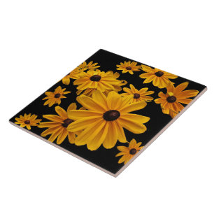 Cerâmica Susan de olhos pretos floresce o azulejo floral