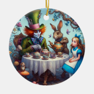 Cerâmica Tea Party com ornamento de Chapeleiro