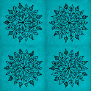 Cerâmica Teal Mandala Azulejo Sagrado Geometria Natureza De