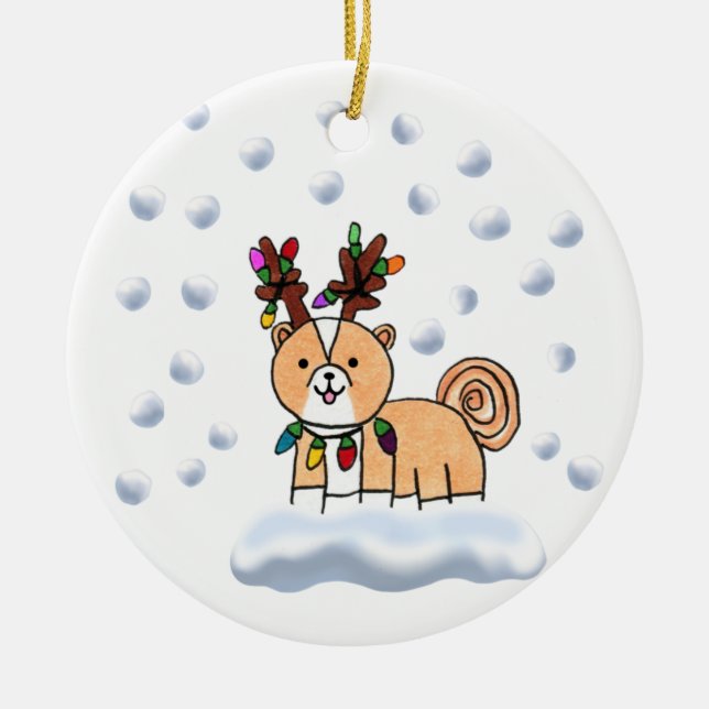 Cerâmica Tempo de Neve com Ornamento de Árvore Pupeye (Frente)