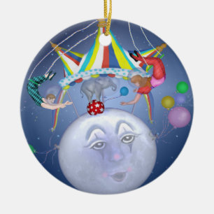 Cerâmica Tenda de circo em um ornamento pequeno da lua azul