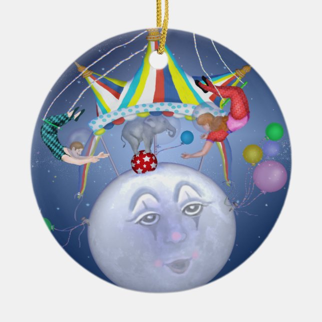 Cerâmica Tenda de circo em um ornamento pequeno da lua azul (Frente)