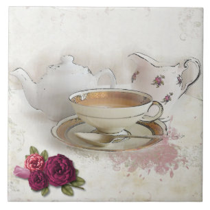 Cerâmica Tendo um azulejo do chá de Cuppa