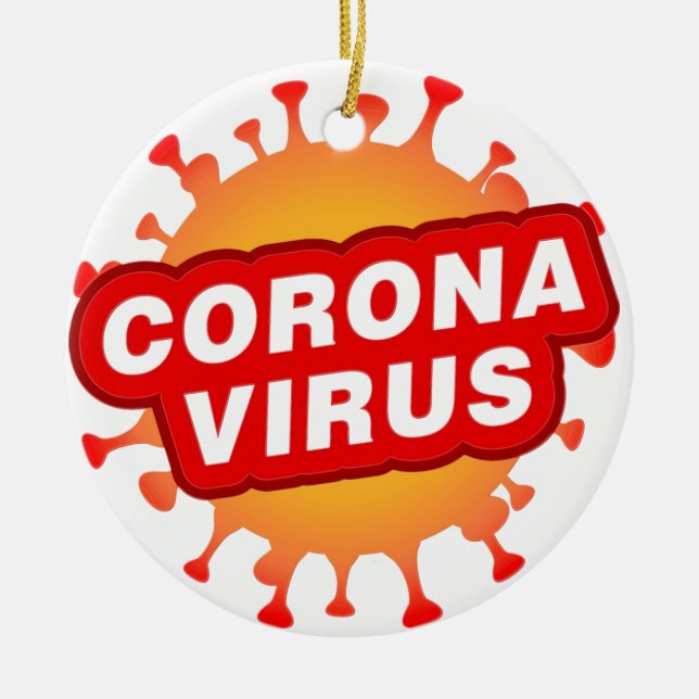 Cerâmica Texto CoronaVirus do Círculo de Ornamento Cerâmico (Frente)