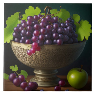 Cerâmica Tigela do Azulejo Impressão de Uvas