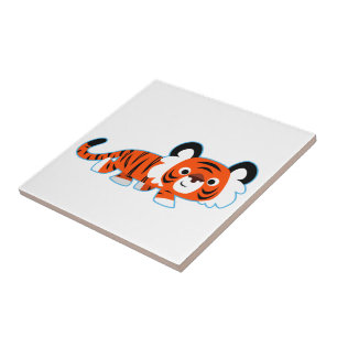 Cerâmica Tigre de Cartoon Bonito no Azulejo