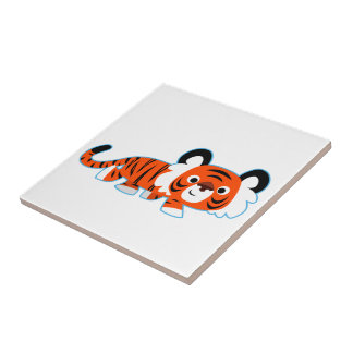 Cerâmica Tigre de Cartoon Bonito no Azulejo