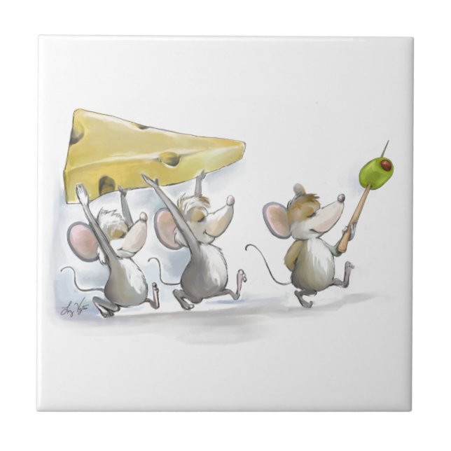 Cerâmica Trazendo o Azulejo de Queijo (com Azeitona) (Frente)