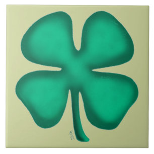 Cerâmica Trevo Irlandês de 4 Folhas verde claro azulejo gra