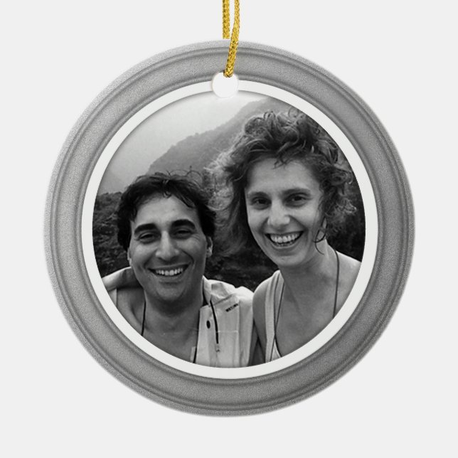 Cerâmica Trim prateado com Ornamento de Foto em Bisel Branc (Frente)