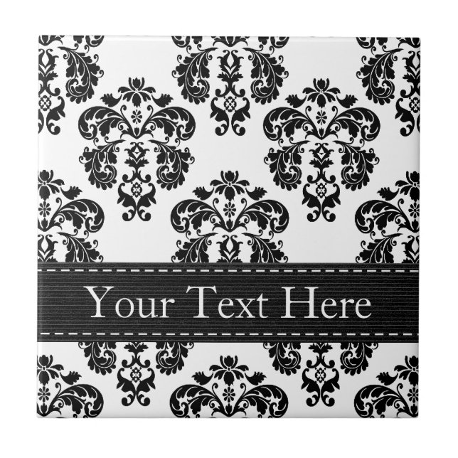 Cerâmica Trivet de Azulejo cerâmico preto e branco (Frente)