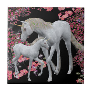 Cerâmica Trivet De Azulejo Da Unicorn E Da Baby Fantasy