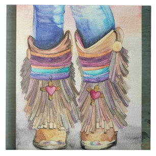 Cerâmica Trivet do Azulejo de Muro da bonito Southwest Boot