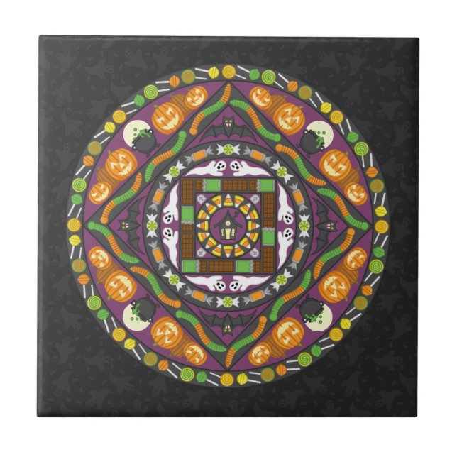 Cerâmica Truques e ameaças Azulejo de Mandala (Frente)