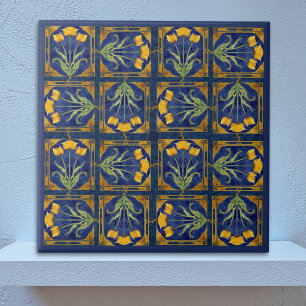 Cerâmica Tulipa Amarela Art Nouveau em Padrão de Azulejo Az