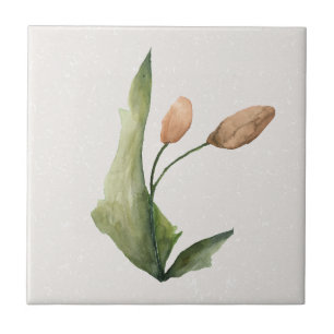 Cerâmica Tulipas de Tom da Terra Creme Acento Azulejo cerâm