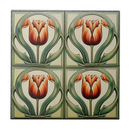 Cerâmica tulipas no Azulejo cerâmico de Arte Simétrica Nouv