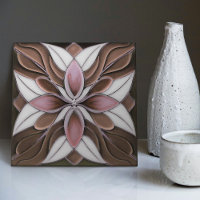 Tulipas no Azulejo de Chocolate Arte Nouveau Cerâm
