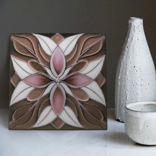 Cerâmica Tulipas no Azulejo de Chocolate Arte Nouveau Cerâm