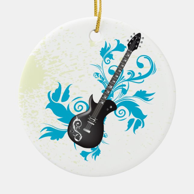 Cerâmica Turquesa de guitarra elétrica deixa ornamento pers (Frente)